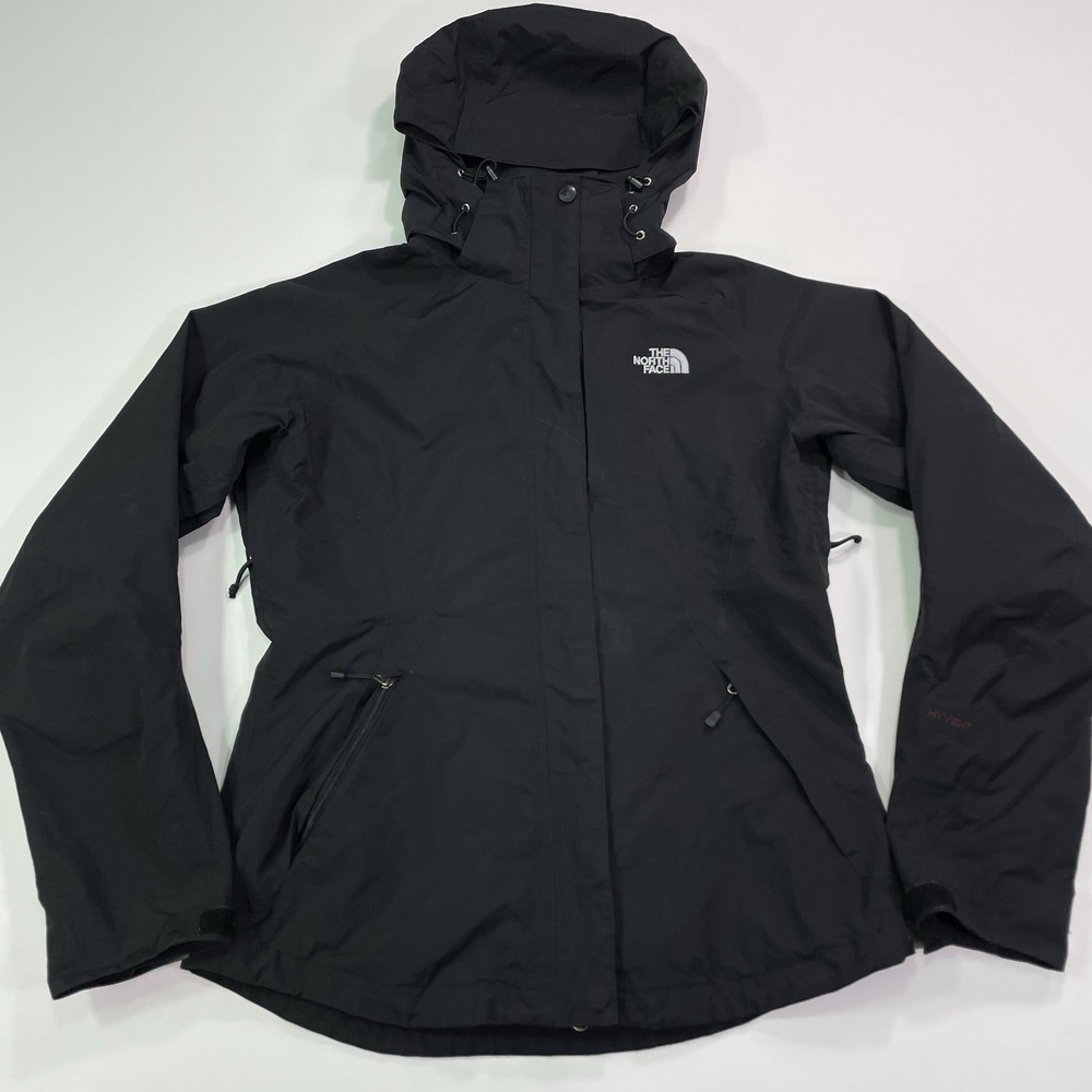 THE NORTH FACE Hyvent Rain Jacket/Wind Breaker with Hood Black Womens Size S